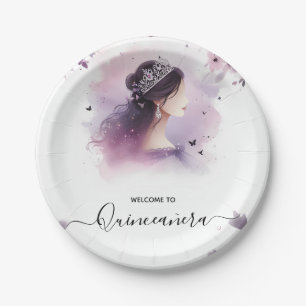 Assiettes En Carton Comme Tiare Royale Or Lilac Violet Clair Quinceane