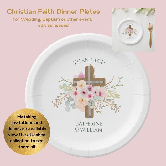 Assiettes En Carton Communion Baptême Personnalisée Confirmation Croix