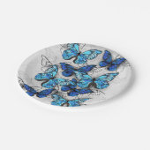 Assiettes En Carton Composition des papillons blancs et bleus (Angle)