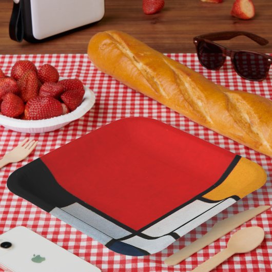 Assiettes En Carton Composition with Large Red Plane (Pique-nique)