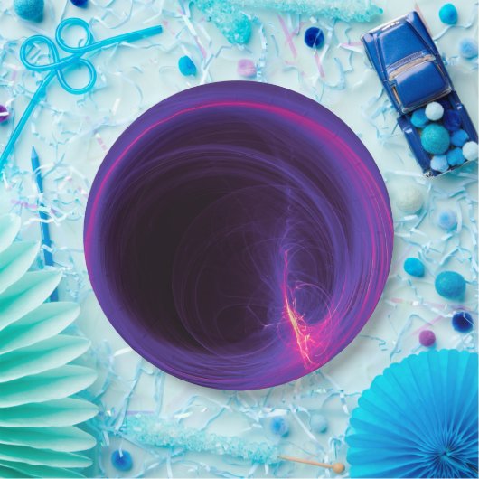 Assiettes En Carton Conception abstraite circulaire rose et violet (Fête)