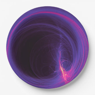 Assiettes En Carton Conception Abstraite Circulaire Rose et Violette