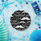 Assiettes En Carton Conception blanche drôle de moustache sur le (Fête)