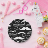 Assiettes En Carton Conception blanche drôle de moustache sur le (Fête)