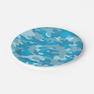 Assiettes En Carton Conception bleue et grise de Camo