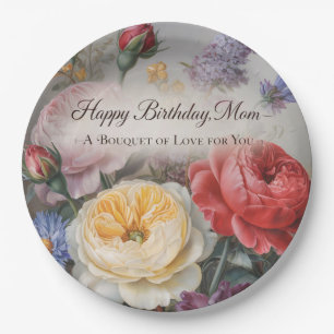 Assiettes En Carton Conception Classique d'Anniversaire pour Maman ave