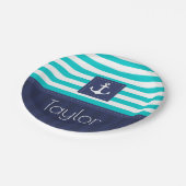 Assiettes En Carton Conception d'Ancre rayée moderne nautique personna (Angle)