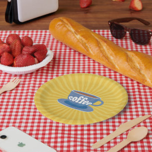 Assiettes En Carton Conception de café rétro
