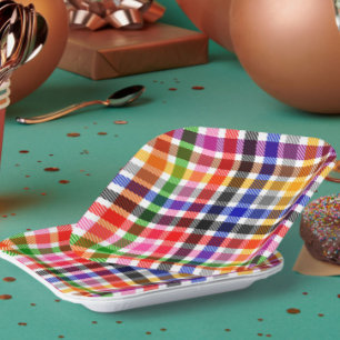 Assiettes En Carton Conception de carreaux écossais à tartan en twill 