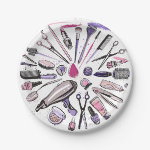 Assiettes En Carton Conception de cercle de maquillage