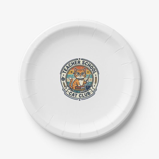 Assiettes En Carton Conception de chat mignon de professeur d'école - (Devant)