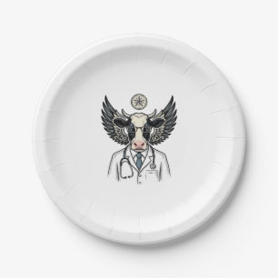Assiettes En Carton Conception de chemise vectorielle de vache de doct