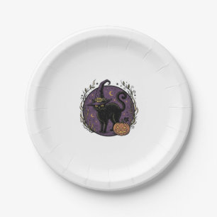 Assiettes En Carton Conception de chemise vectorielle Halloween Chat S