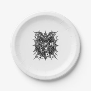 Assiettes En Carton Conception de chemise vintage Halloween Night Bat