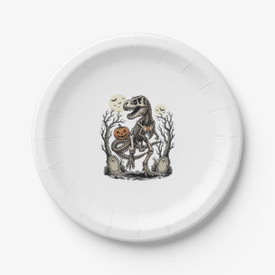 Assiettes En Carton Conception de cimetière d'Halloween de dinosaure d