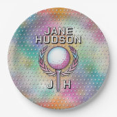 Assiettes En Carton Conception de couleur de monogramme personnalisé p (Devant)