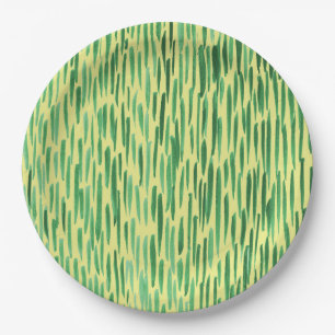 Assiettes En Carton Conception de design aquarelle verte Tiki en bambo
