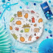 Assiettes En Carton Conception de Doodle alimentaire Plaques de papier (Fête)