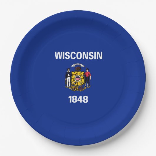 Assiettes En Carton Conception de drapeau d'état du Wisconsin (Devant)