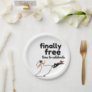 Assiettes En Carton Conception de fête de divorce drôle « Enfin libre