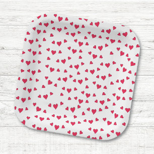 Assiettes En Carton Conception de fête tendance de cœurs fantaisistes 