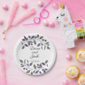 Assiettes En Carton Conception de feuille d'aquarelle Mariage violet (Fête)