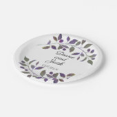 Assiettes En Carton Conception de feuille d'aquarelle Mariage violet (Angle)