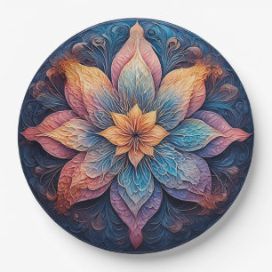 Assiettes En Carton Conception de fleurs de mandala colorées