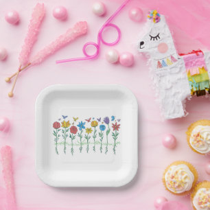 Assiettes En Carton Conception de fleurs en croissance