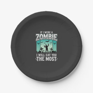 Assiettes En Carton Conception de Halloween Zombie Je vais te manger_1