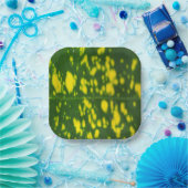 Assiettes En Carton Conception de la feuille verte et du point jaune 7 (Fête)