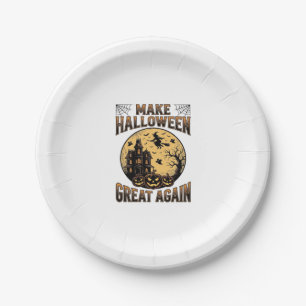 Assiettes En Carton Conception de maison hantée Halloween Vintage Grea