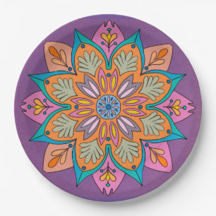 Assiettes En Carton Conception de Mandala Décoratif