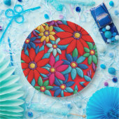 Assiettes En Carton Conception de marguerite brodée (Fête)