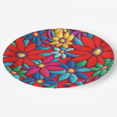 Assiettes En Carton Conception de marguerite brodée (Angle)