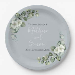 Assiettes En Carton Conception de mariage moderne Eucalyptus