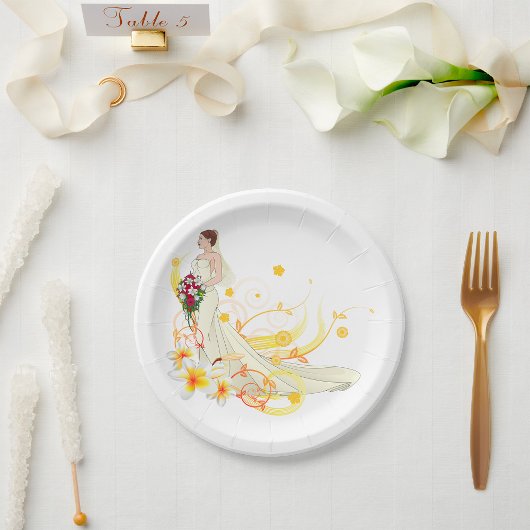 Assiettes En Carton Conception de mariage romantique pour une mariée f