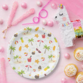 Assiettes En Carton Conception de motif de vacances de plage d'été tro (Fête)