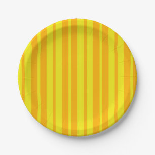 Assiettes En Carton Conception de motif rayé stylé jaune 