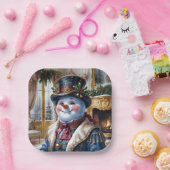Assiettes En Carton Conception de Noël de Snowman victorien (Fête)