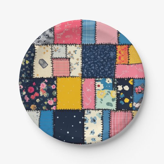 Assiettes En Carton Conception de Patchwork adorable, Motif Joueur (Devant)