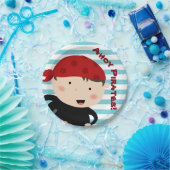 Assiettes En Carton Conception de pirate avec l'arrière - plan rayé (Fête)