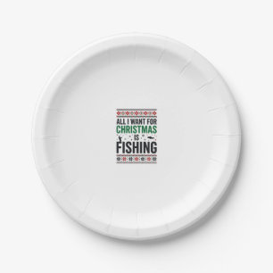 Assiettes En Carton Conception de pull moche de pêche à Noël