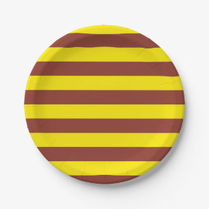 Assiettes En Carton Conception de rayures jaunes et marron