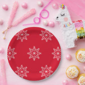 Assiettes En Carton Conception de snowflacon Noël Fête rouge (Fête)