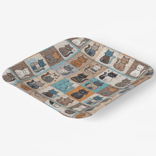 Assiettes En Carton Conception de surface composée de chats (Angulaire)