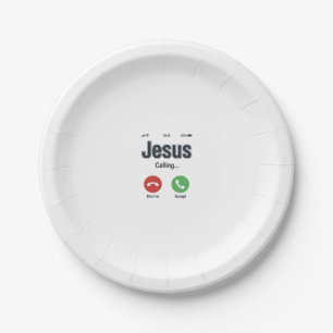 Assiettes En Carton Conception de t-shirt chrétien Jésus appelant l'éc