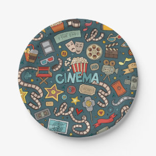 Assiettes En Carton Conception de théâtre de cinéma de fan de ciné