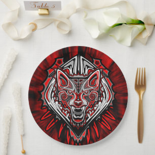 Assiettes En Carton Conception de totem tribal Haida Loup