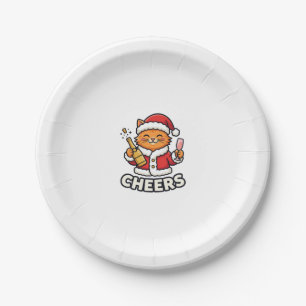 Assiettes En Carton Conception de vecteur de chat de Noël Cheers